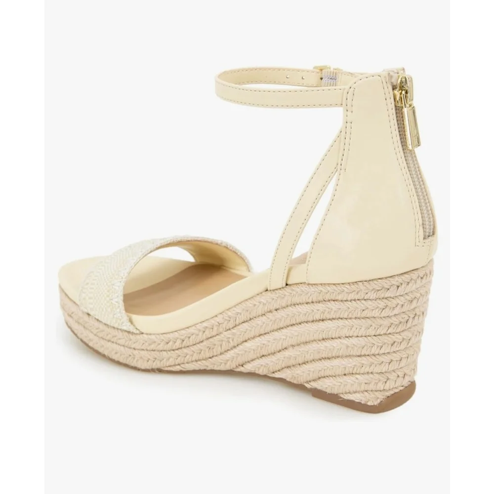 Kenneth Cole Women Macrame Strap Zipper Espadrille Wedge Platform 10 M Ivory